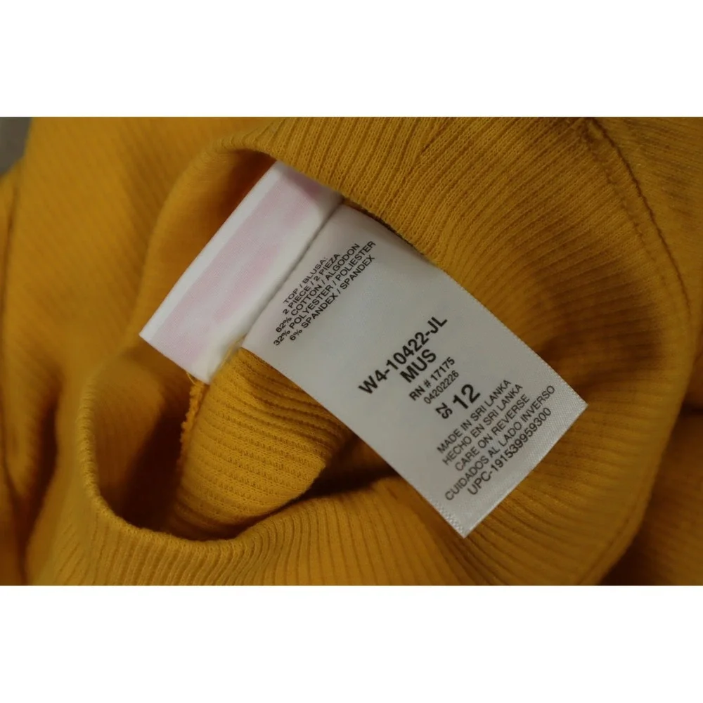 Bonnie Jean Big Girls Mock‎ Neck Long Sleeved Top - Mustard - Size 12